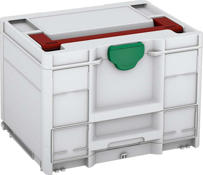 Systainer³ Combi M 287, Light Grey with Carmine Red lid handle and Signal Green catches