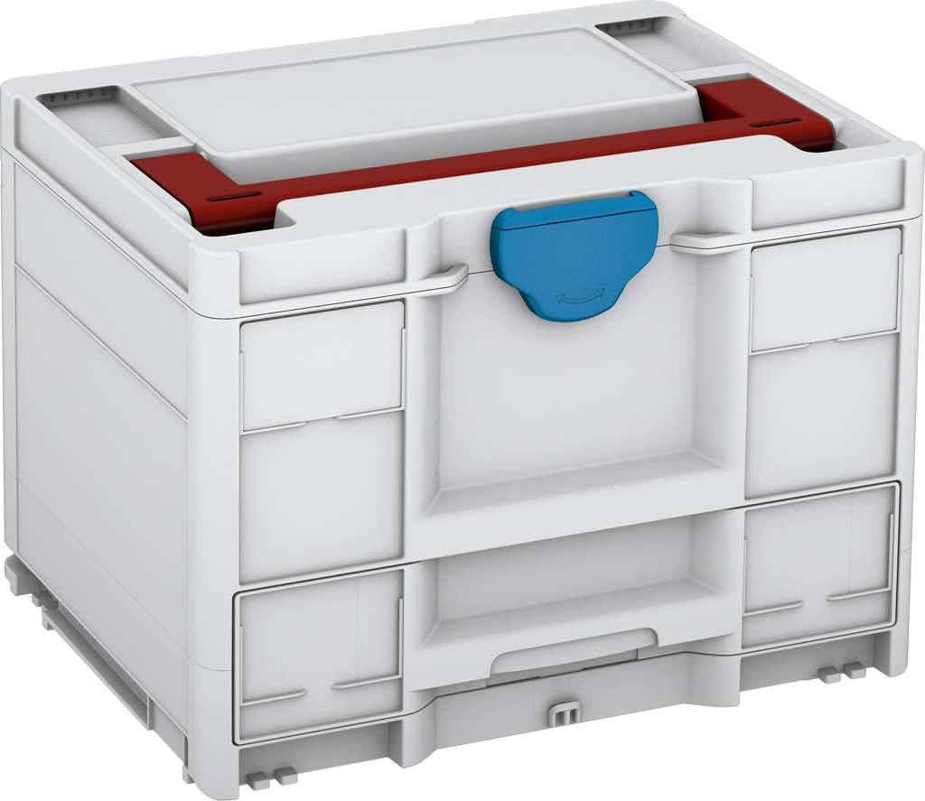 Systainer³ Combi M 287, Light Grey with Carmine Red lid handle and Sky Blue catches