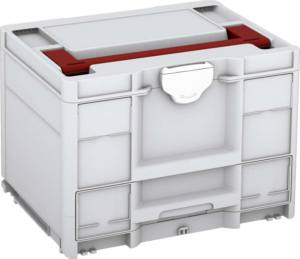 Systainer³ Combi M 287, Light Grey with Carmine Red lid handle and White catches