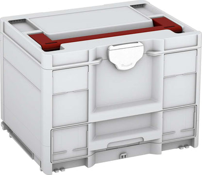 Systainer³ Combi M 287, Light Grey with Carmine Red lid handle and White catches