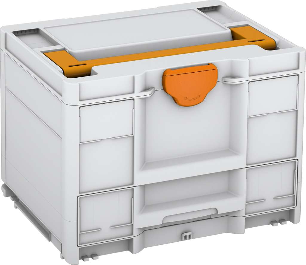 Systainer³ Combi M 287, Light Grey with Daffodil Yellow lid handle and Deep Orange catches
