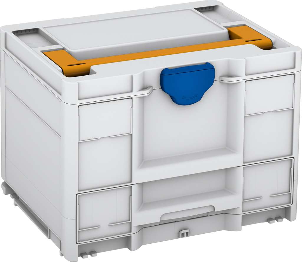 Systainer³ Combi M 287, Light Grey with Daffodil Yellow lid handle and Signal Blue catches