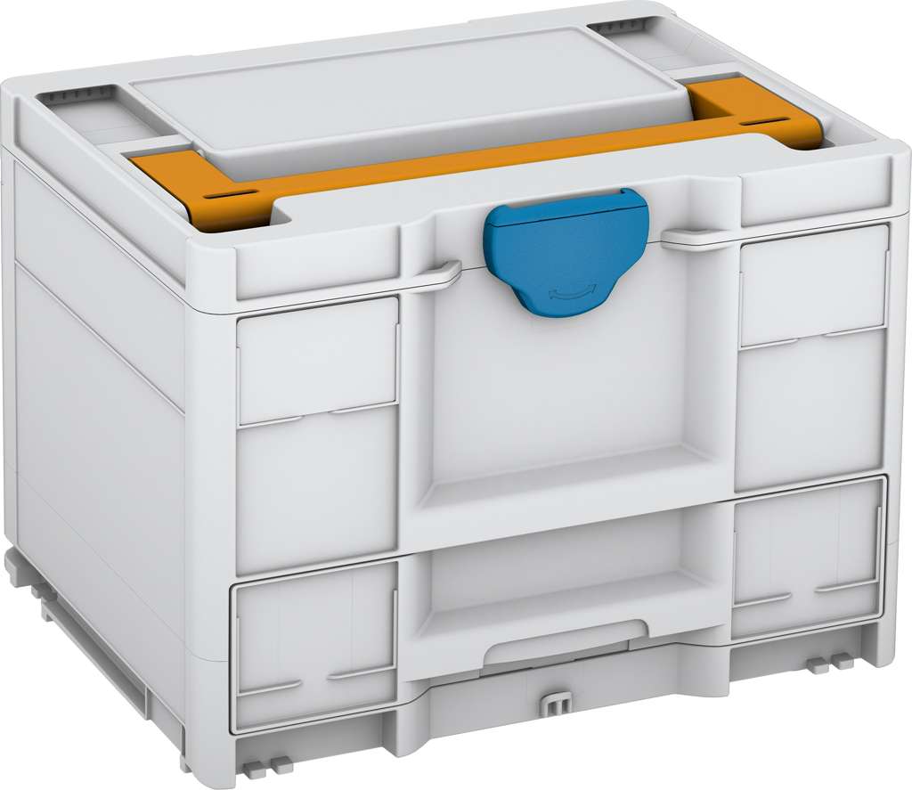Systainer³ Combi M 287, Light Grey with Daffodil Yellow lid handle and Sky Blue catches