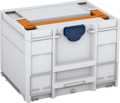 Systainer³ Combi M 287, Light Grey with Deep Orange lid handle and Sapphire Blue catches