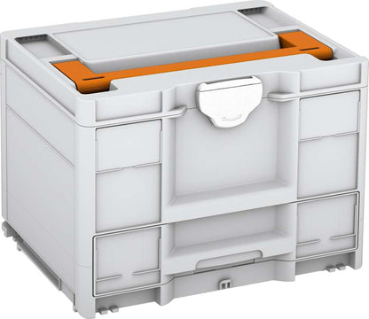 Systainer³ Combi M 287, Light Grey with Deep Orange lid handle and White catches