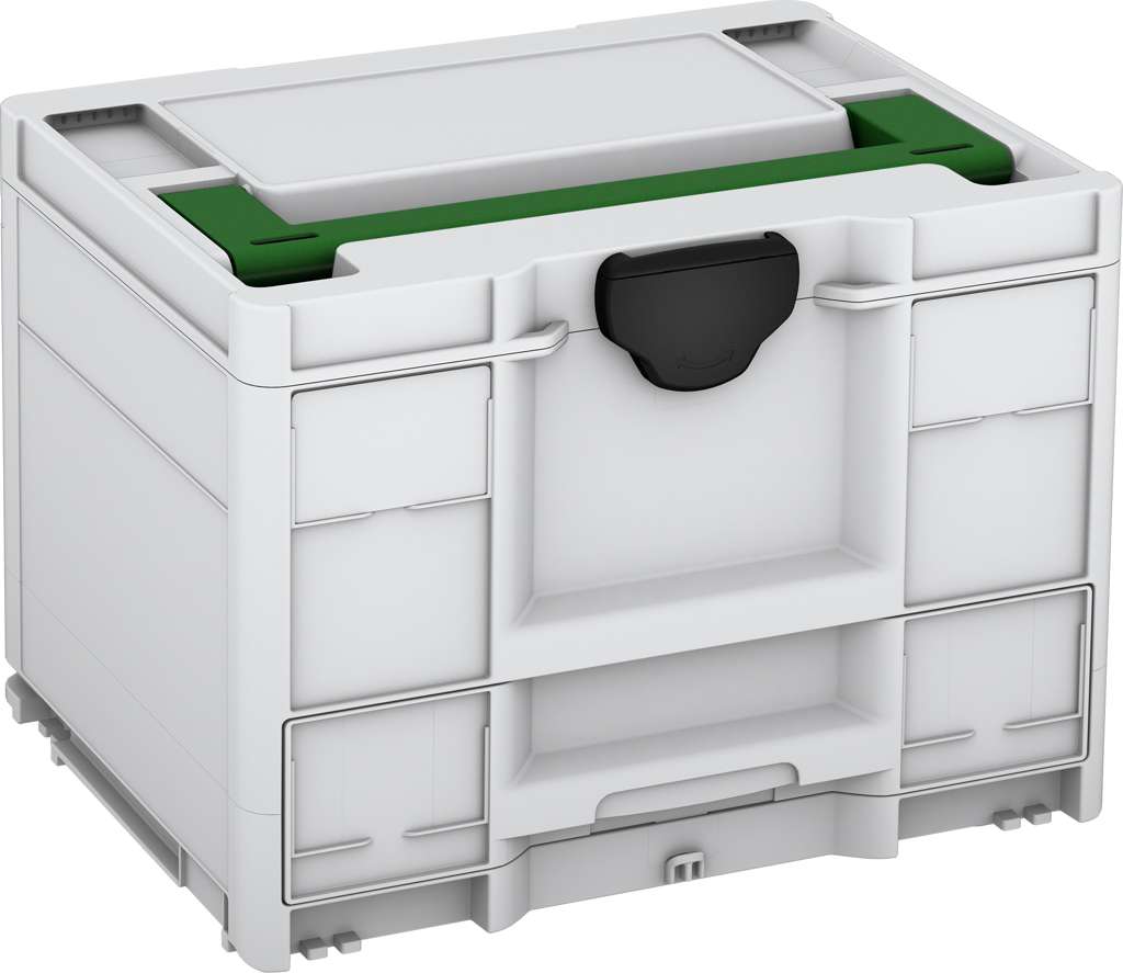 Systainer³ Combi M 287, Light Grey with Emerald Green lid handle and Black catches