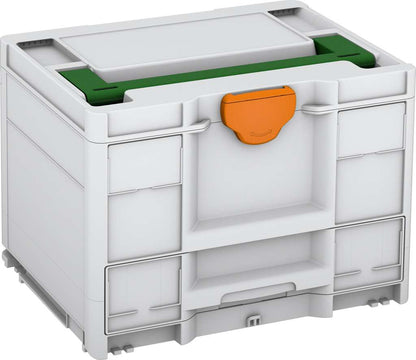 Systainer³ Combi M 287, Light Grey with Emerald Green lid handle and Deep Orange catches