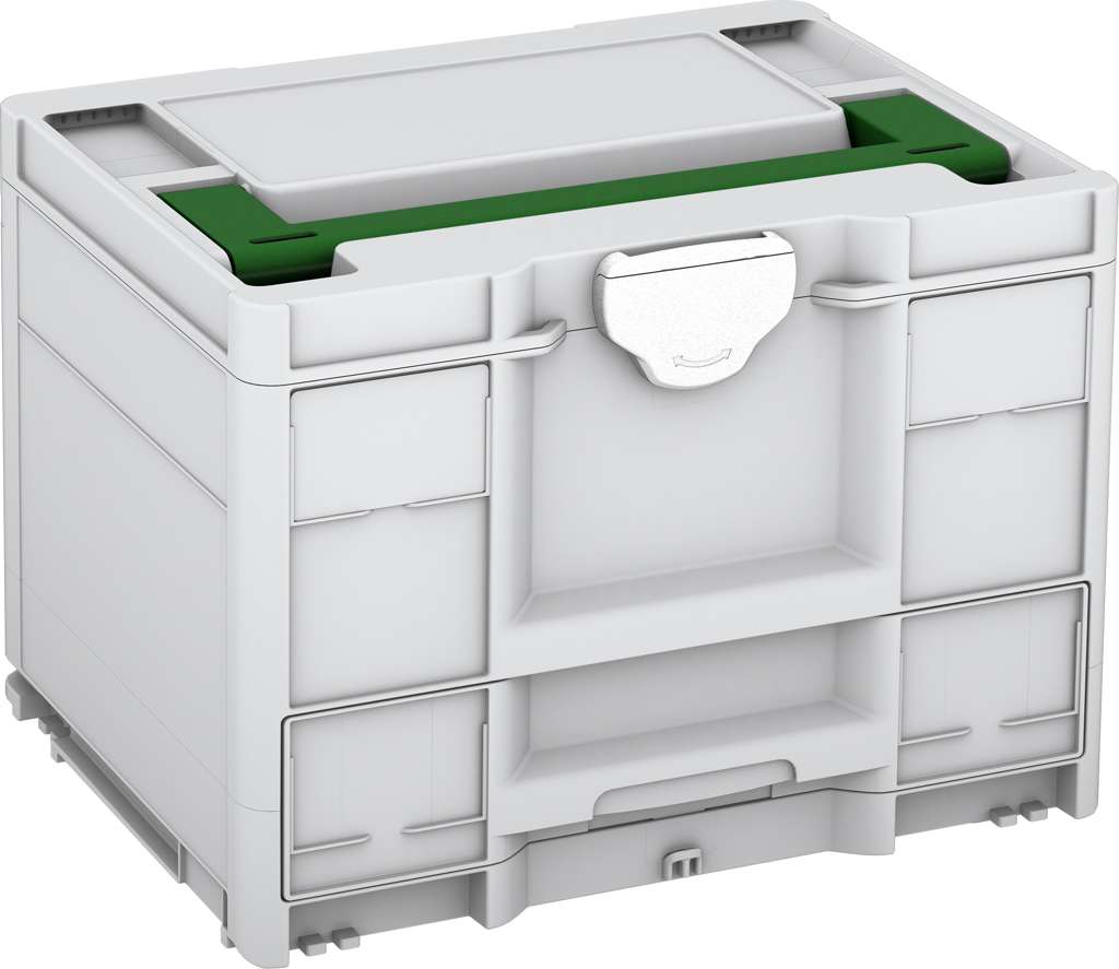Systainer³ Combi M 287, Light Grey with Emerald Green lid handle and White catches
