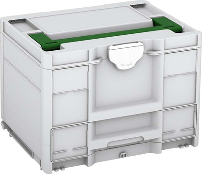 Systainer³ Combi M 287, Light Grey with Emerald Green lid handle and White catches