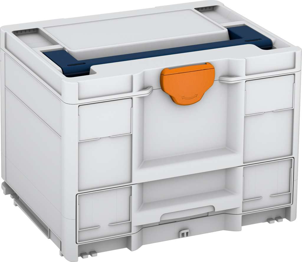 Systainer³ Combi M 287, Light Grey with Sapphire Blue lid handle and Deep Orange catches