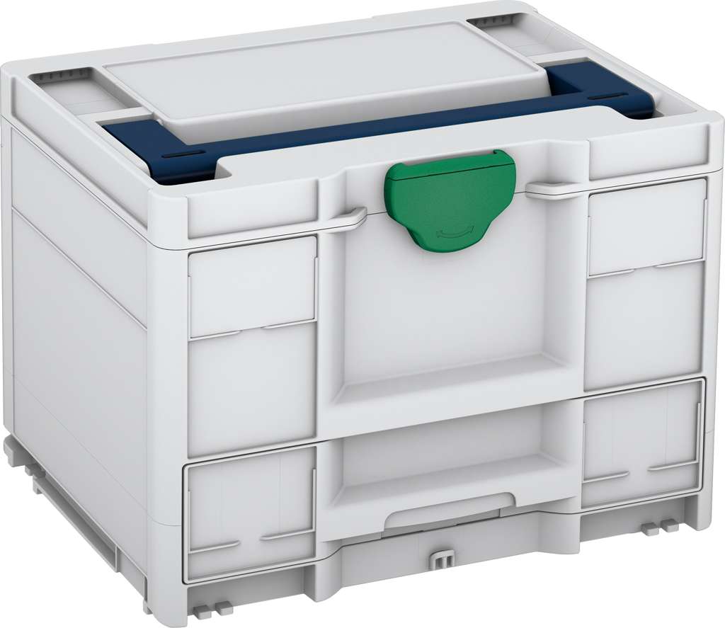 Systainer³ Combi M 287, Light Grey with Sapphire Blue lid handle and Signal Green catches