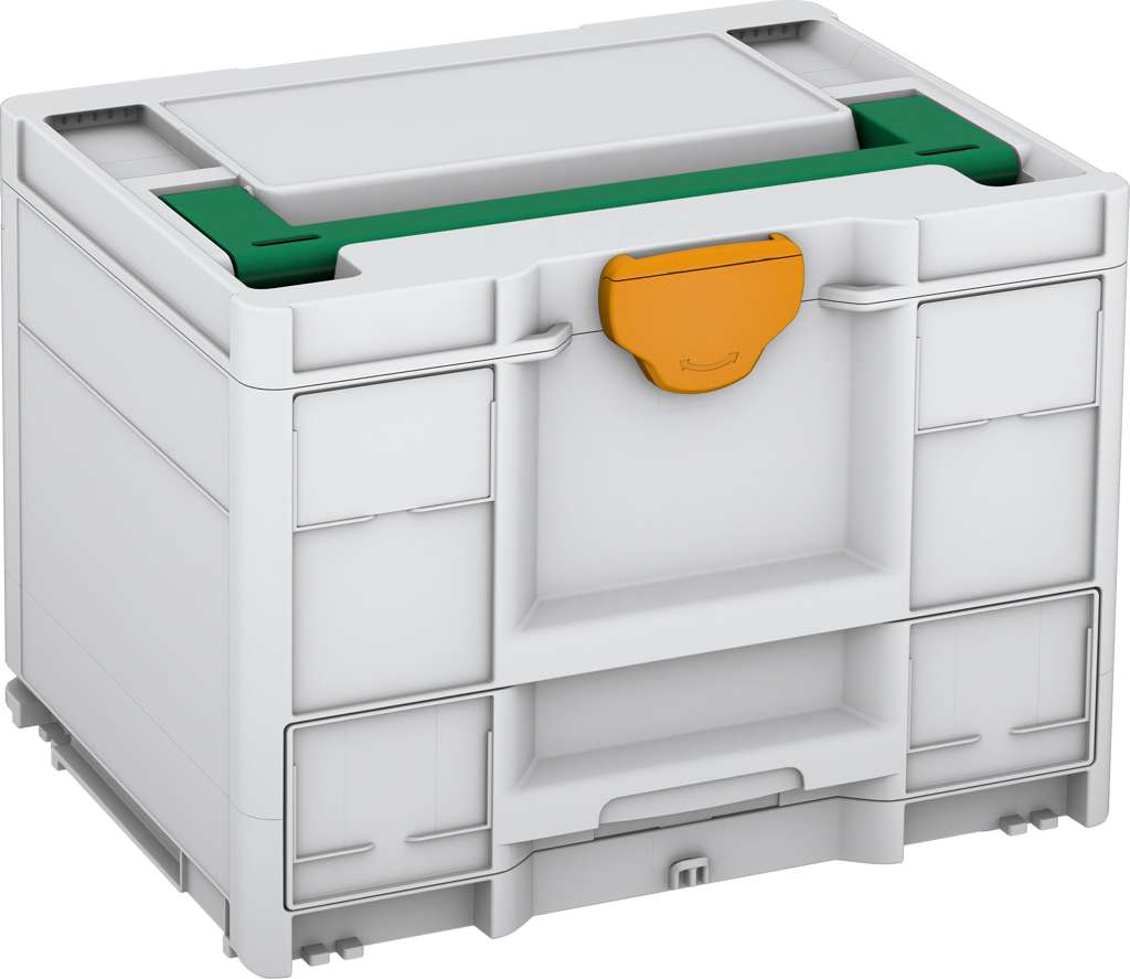 Systainer³ Combi M 287, Light Grey with Signal Green lid handle and Daffodil Yellow catches