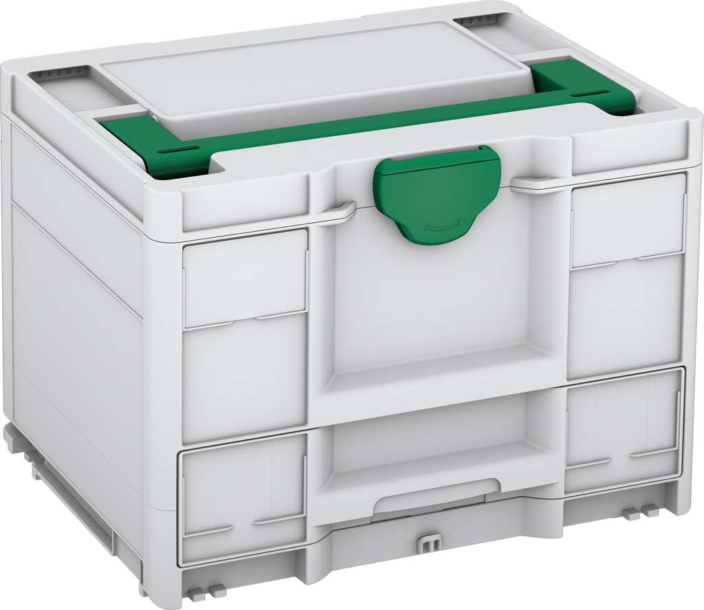 Systainer³ Combi M 287, Light Grey with Signal Green lid handle and Signal Green catches