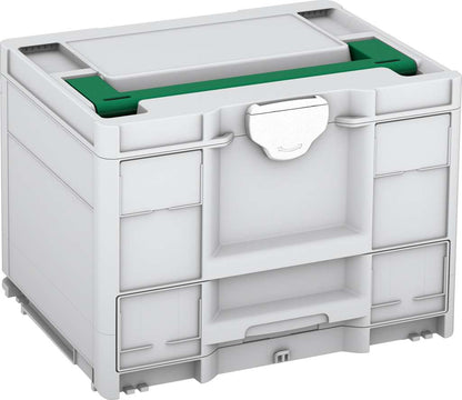 Systainer³ Combi M 287, Light Grey with Signal Green lid handle and White catches