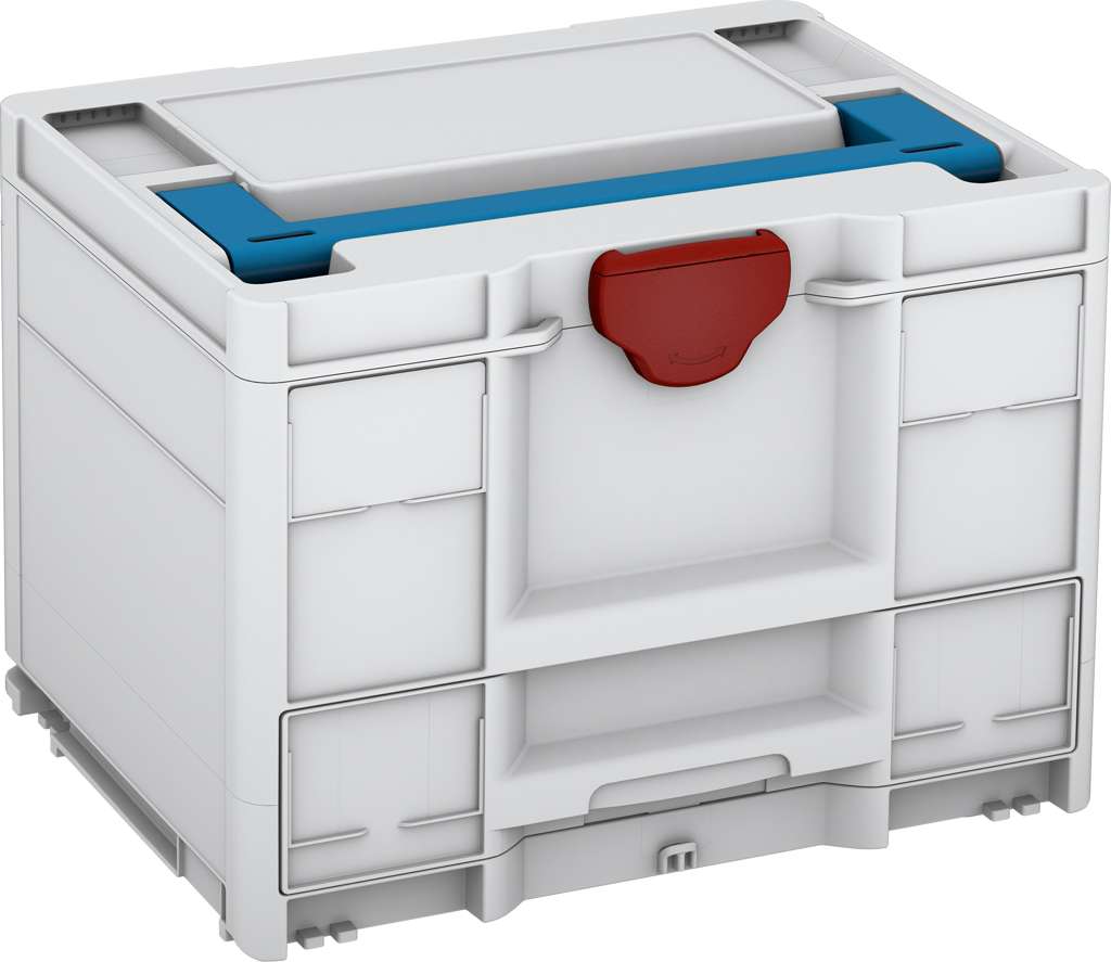 Systainer³ Combi M 287, Light Grey with Sky Blue lid handle and Carmine Red catches