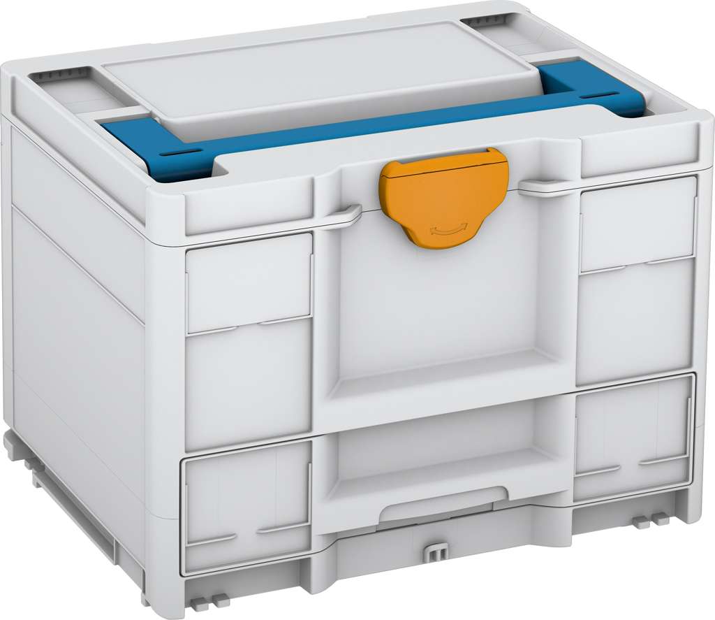 Systainer³ Combi M 287, Light Grey with Sky Blue lid handle and Daffodil Yellow catches