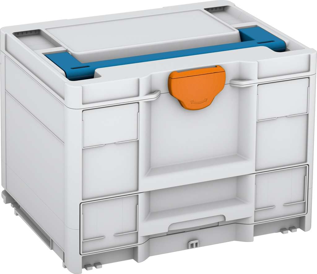 Systainer³ Combi M 287, Light Grey with Sky Blue lid handle and Deep Orange catches