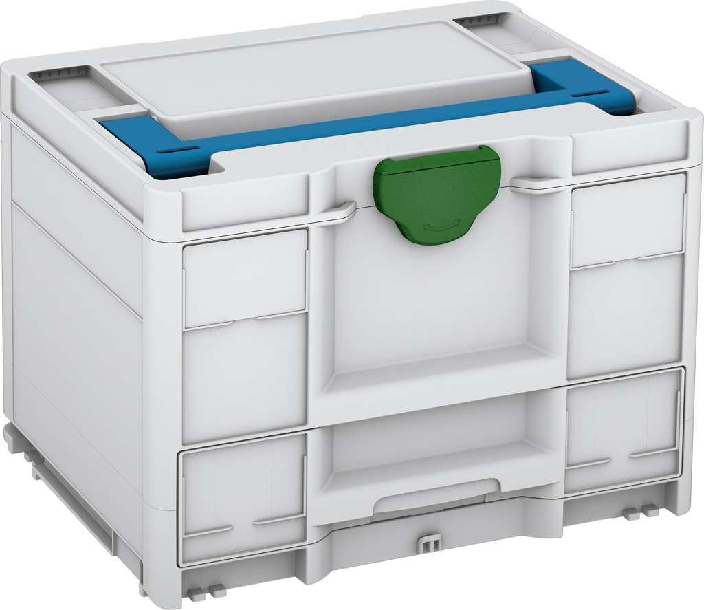 Systainer³ Combi M 287, Light Grey with Sky Blue lid handle and Emerald Green catches