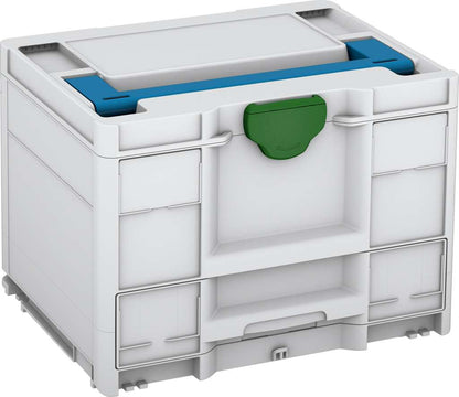 Systainer³ Combi M 287, Light Grey with Sky Blue lid handle and Emerald Green catches