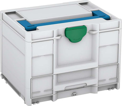 Systainer³ Combi M 287, Light Grey with Sky Blue lid handle and Signal Green catches