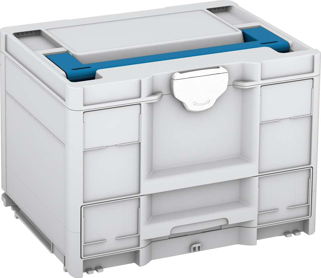 Systainer³ Combi M 287, Light Grey with Sky Blue lid handle and White catches