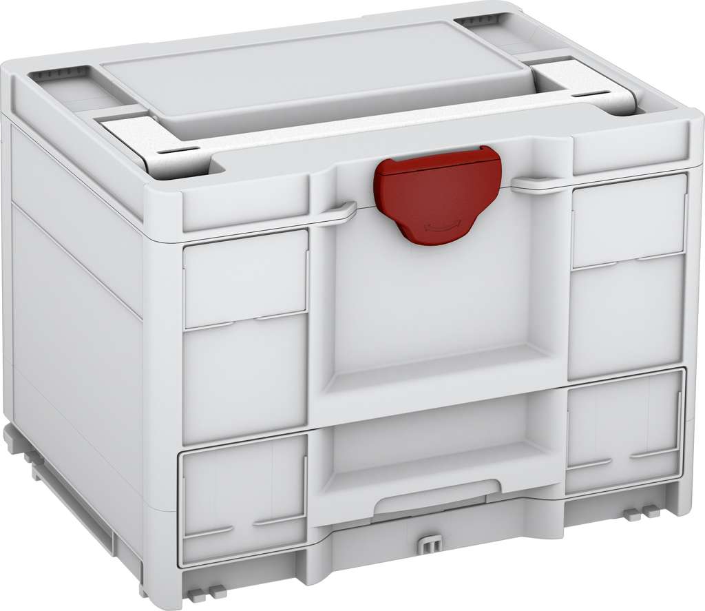 Systainer³ Combi M 287, Light Grey with White lid handle and Carmine Red catches
