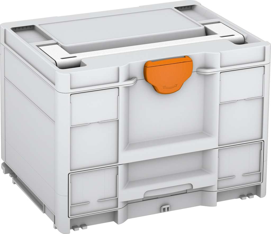 Systainer³ Combi M 287, Light Grey with White lid handle and Deep Orange catches