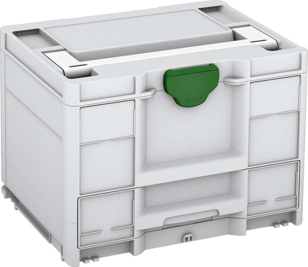 Systainer³ Combi M 287, Light Grey with White lid handle and Emerald Green catches