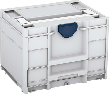 Systainer³ Combi M 287, Light Grey with White lid handle and Sapphire Blue catches
