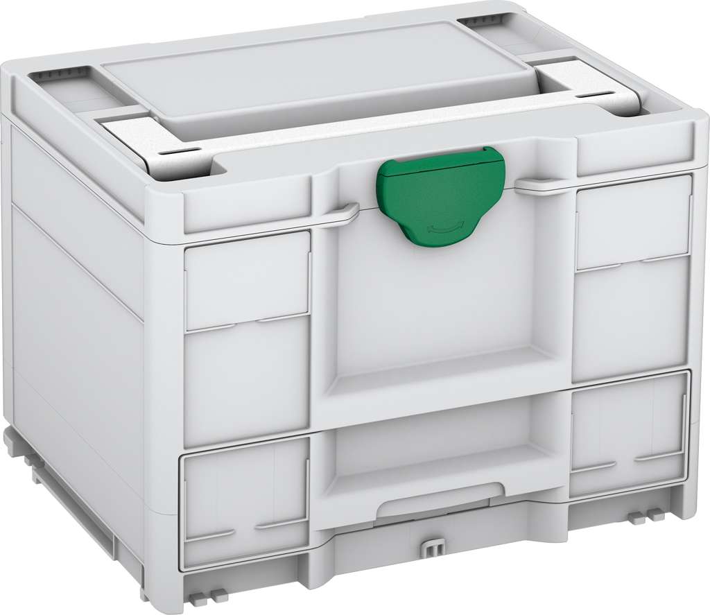 Systainer³ Combi M 287, Light Grey with White lid handle and Signal Green catches