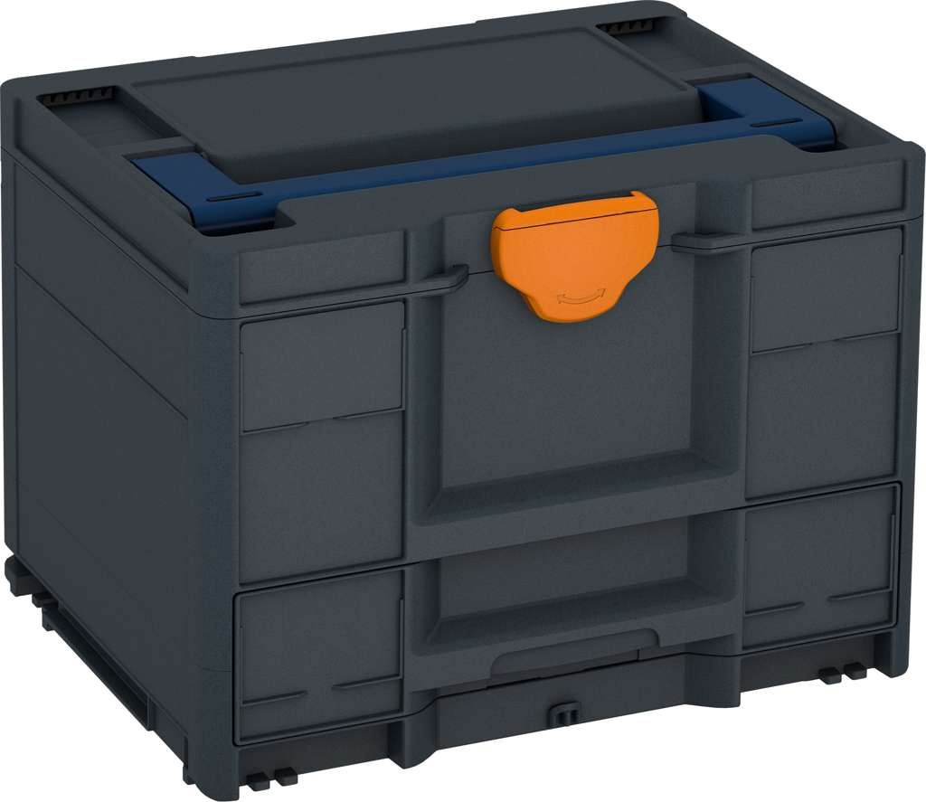 Systainer³ Combi M 287, Anthracite with Sapphire Blue lid handle and Deep Orange catches