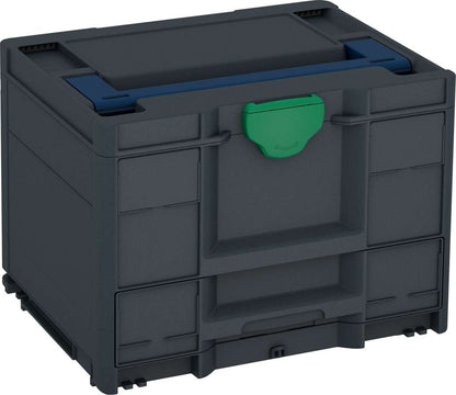 Systainer³ Combi M 287, Anthracite with Sapphire Blue lid handle and Signal Green catches