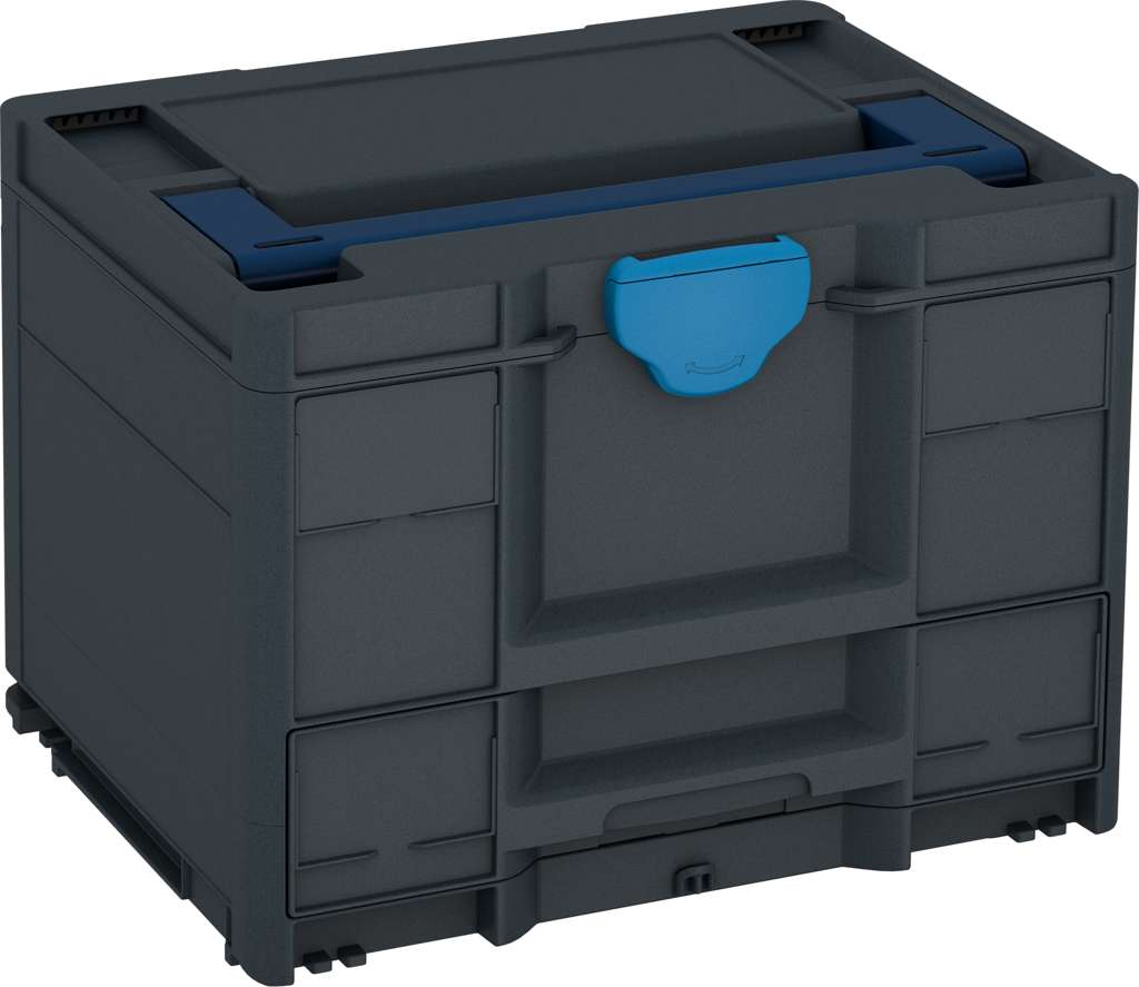 Systainer³ Combi M 287, Anthracite with Sapphire Blue lid handle and Sky Blue catches