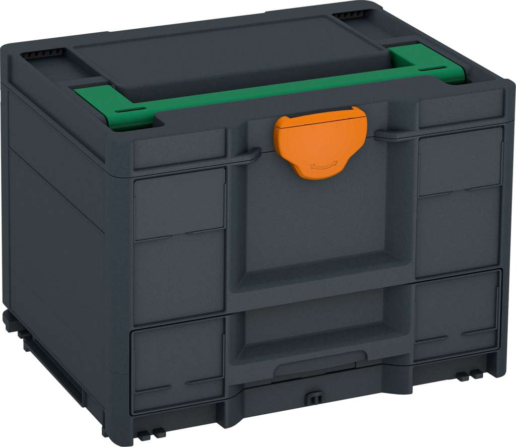 Systainer³ Combi M 287, Anthracite with Signal Green lid handle and Deep Orange catches