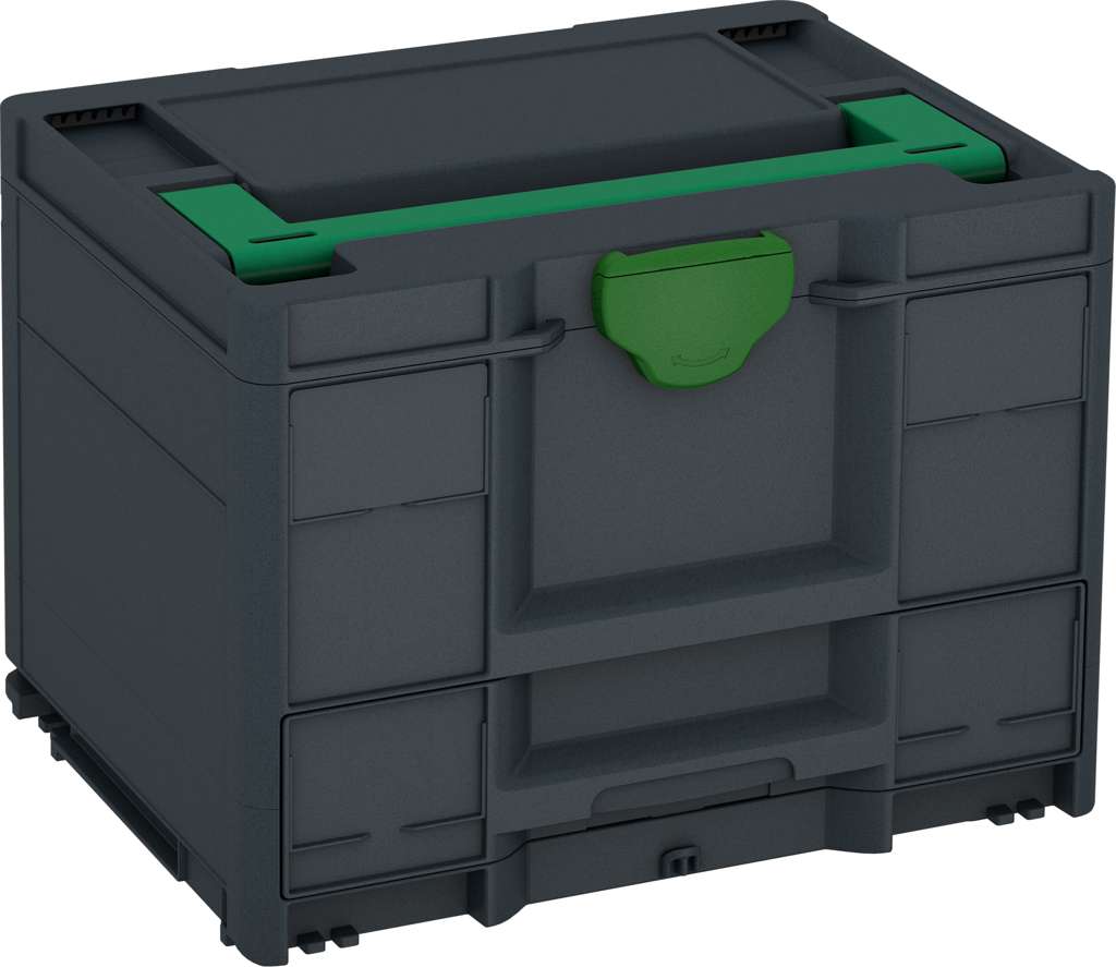 Systainer³ Combi M 287, Anthracite with Signal Green lid handle and Emerald Green catches