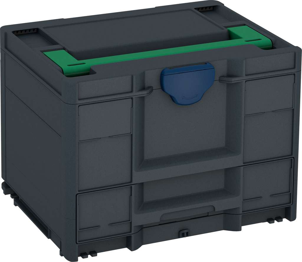 Systainer³ Combi M 287, Anthracite with Signal Green lid handle and Sapphire Blue catches
