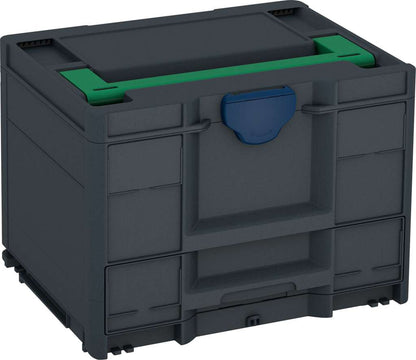 Systainer³ Combi M 287, Anthracite with Signal Green lid handle and Sapphire Blue catches