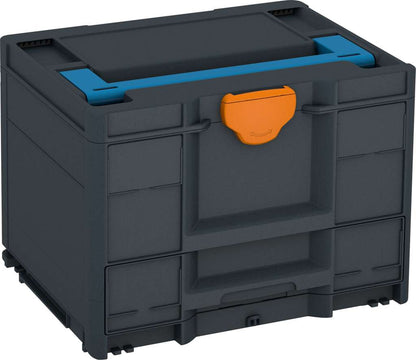 Systainer³ Combi M 287, Anthracite with Sky Blue lid handle and Deep Orange catches