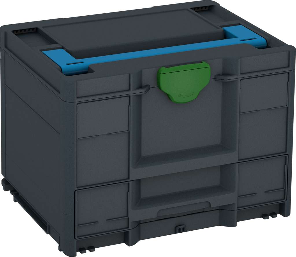 Systainer³ Combi M 287, Anthracite with Sky Blue lid handle and Emerald Green catches