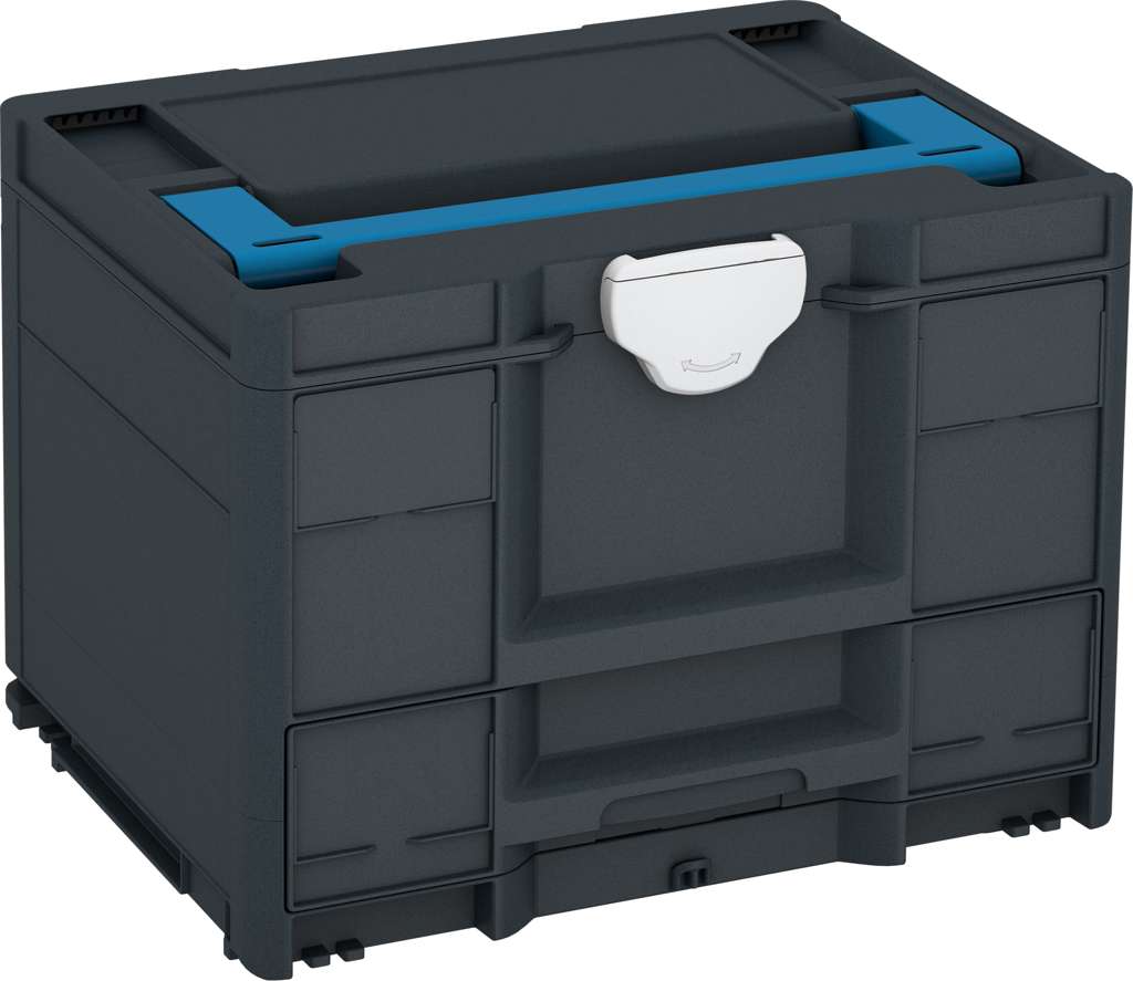 Systainer³ Combi M 287, Anthracite with Sky Blue lid handle and Light Grey catches