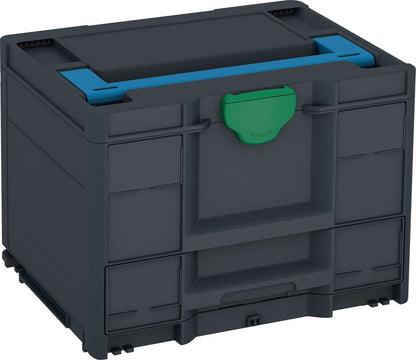 Systainer³ Combi M 287, Anthracite with Sky Blue lid handle and Signal Green catches