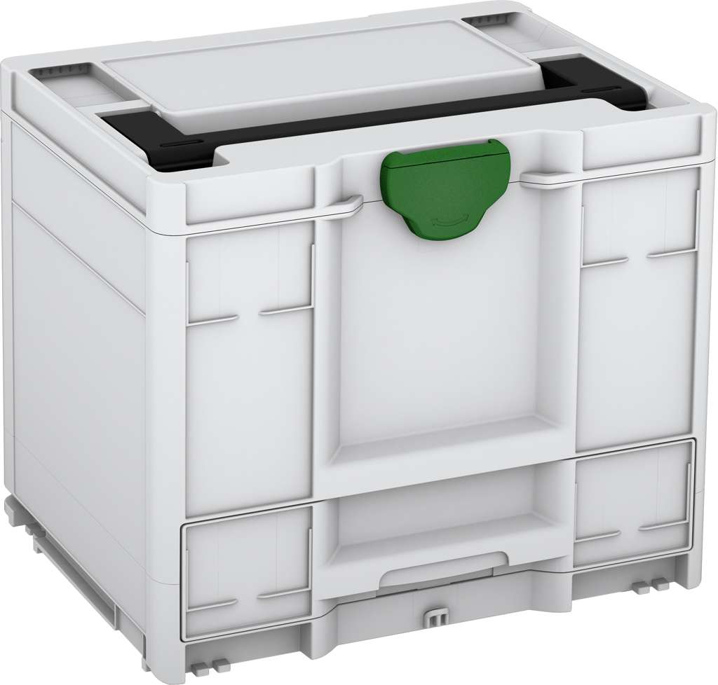 Systainer³ Combi M 337, Light Grey with Black lid handle and Emerald Green catches