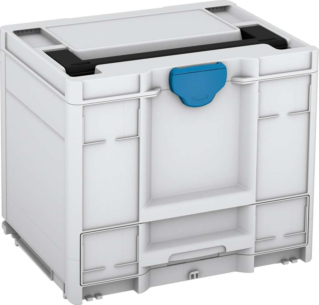 Systainer³ Combi M 337, Light Grey with Black lid handle and Sky Blue catches