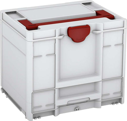 Systainer³ Combi M 337, Light Grey with Carmine Red lid handle and Carmine Red catches