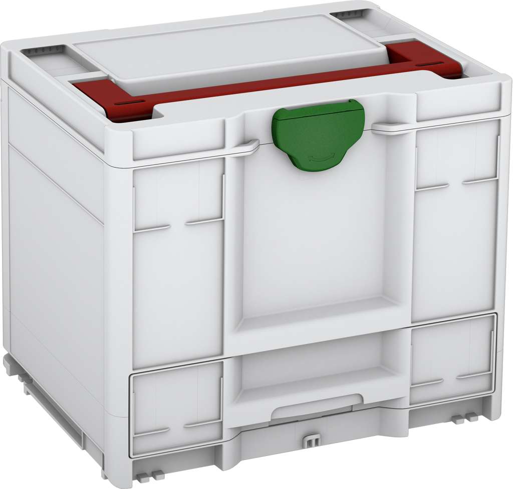 Systainer³ Combi M 337, Light Grey with Carmine Red lid handle and Emerald Green catches
