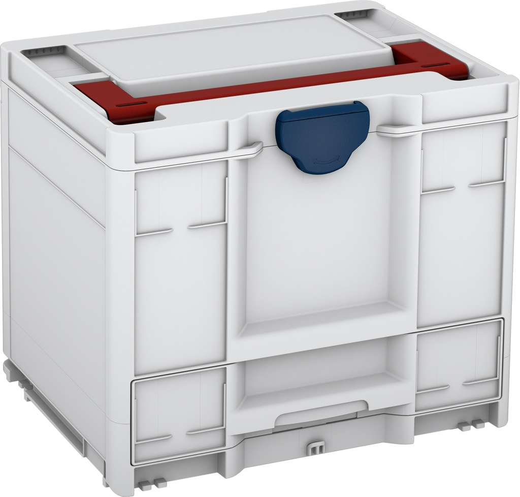 Systainer³ Combi M 337, Light Grey with Carmine Red lid handle and Sapphire Blue catches