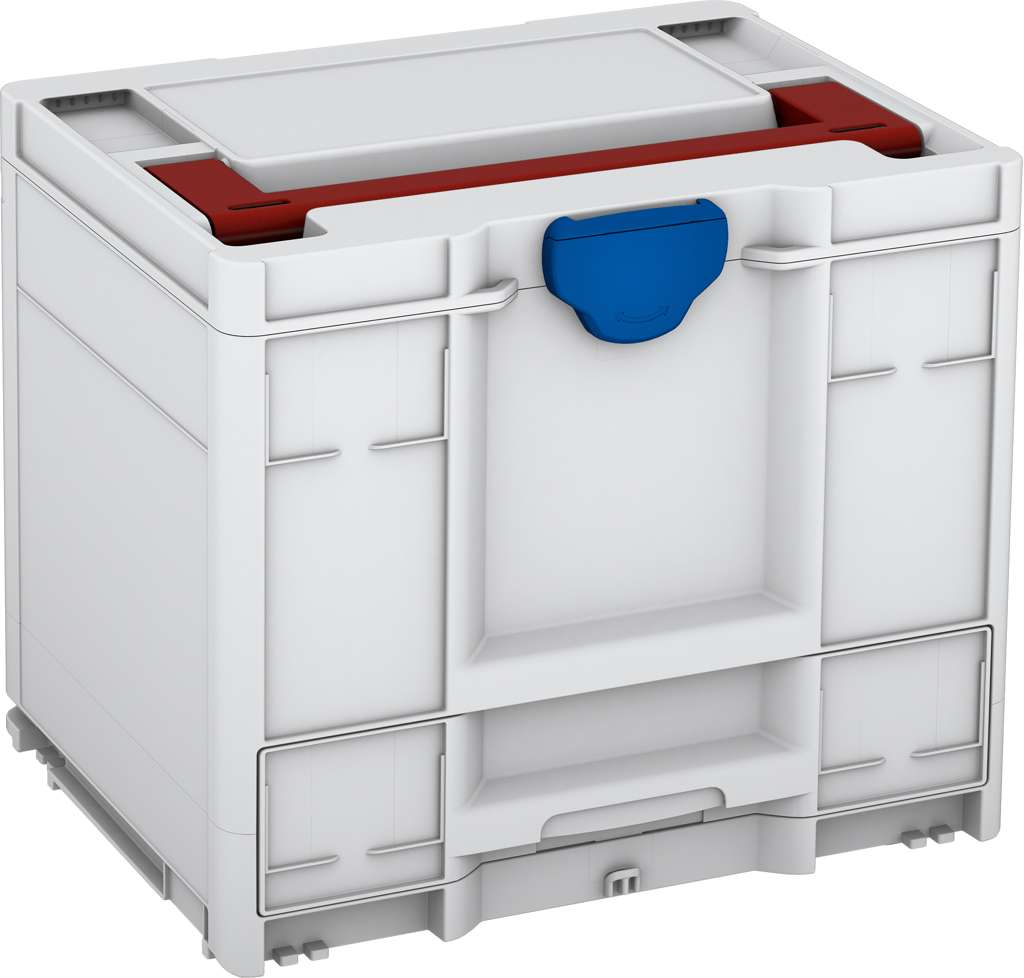 Systainer³ Combi M 337, Light Grey with Carmine Red lid handle and Signal Blue catches