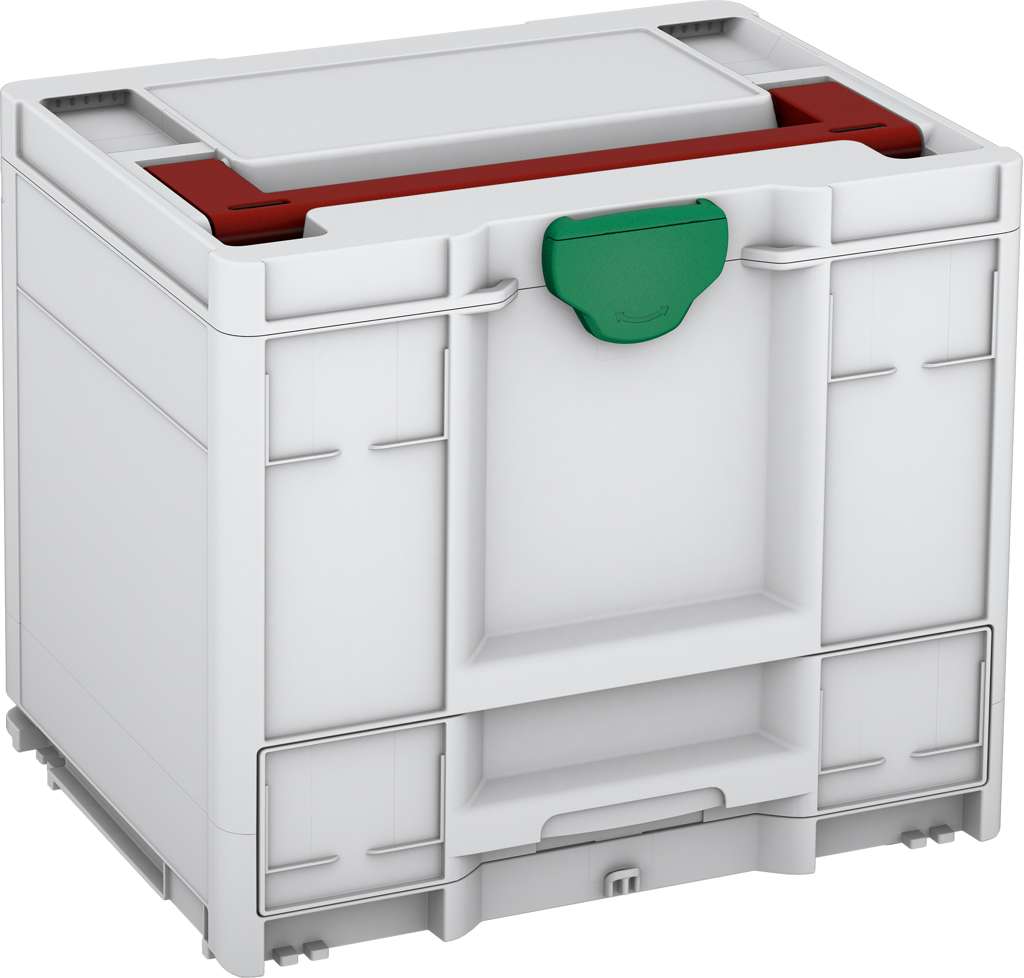 Systainer³ Combi M 337, Light Grey with Carmine Red lid handle and Signal Green catches