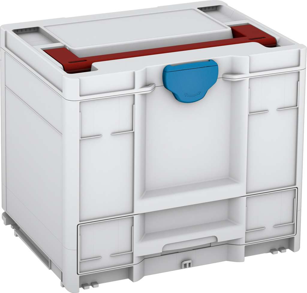 Systainer³ Combi M 337, Light Grey with Carmine Red lid handle and Sky Blue catches