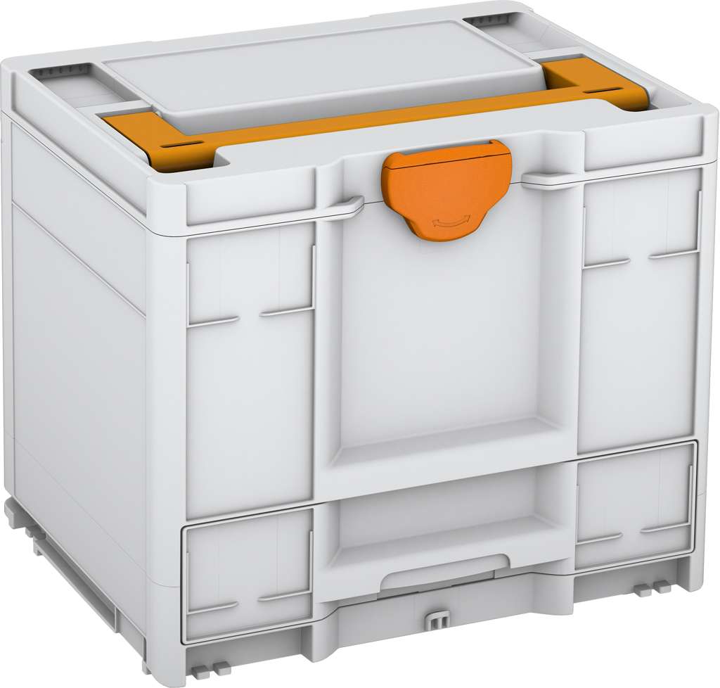 Systainer³ Combi M 337, Light Grey with Daffodil Yellow lid handle and Deep Orange catches